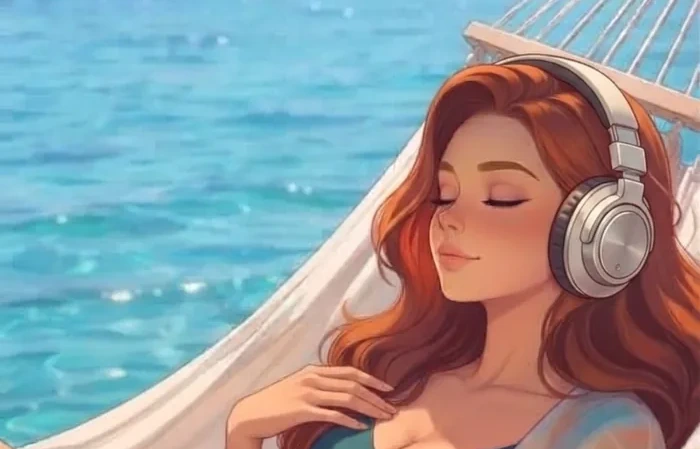Coraline écoute le roman au casque