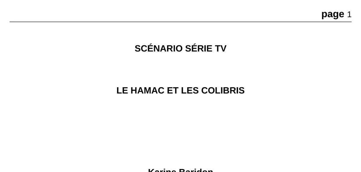 La première page du scénario de la série