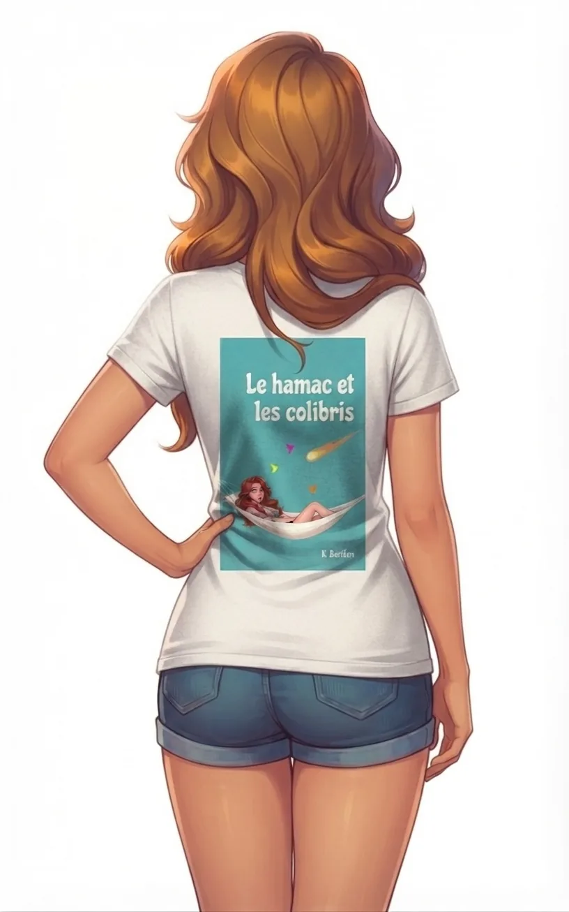 Coraline de dos porte le tee-shirt imprimé de la couverture du roman Le Hamac et les Colibris.