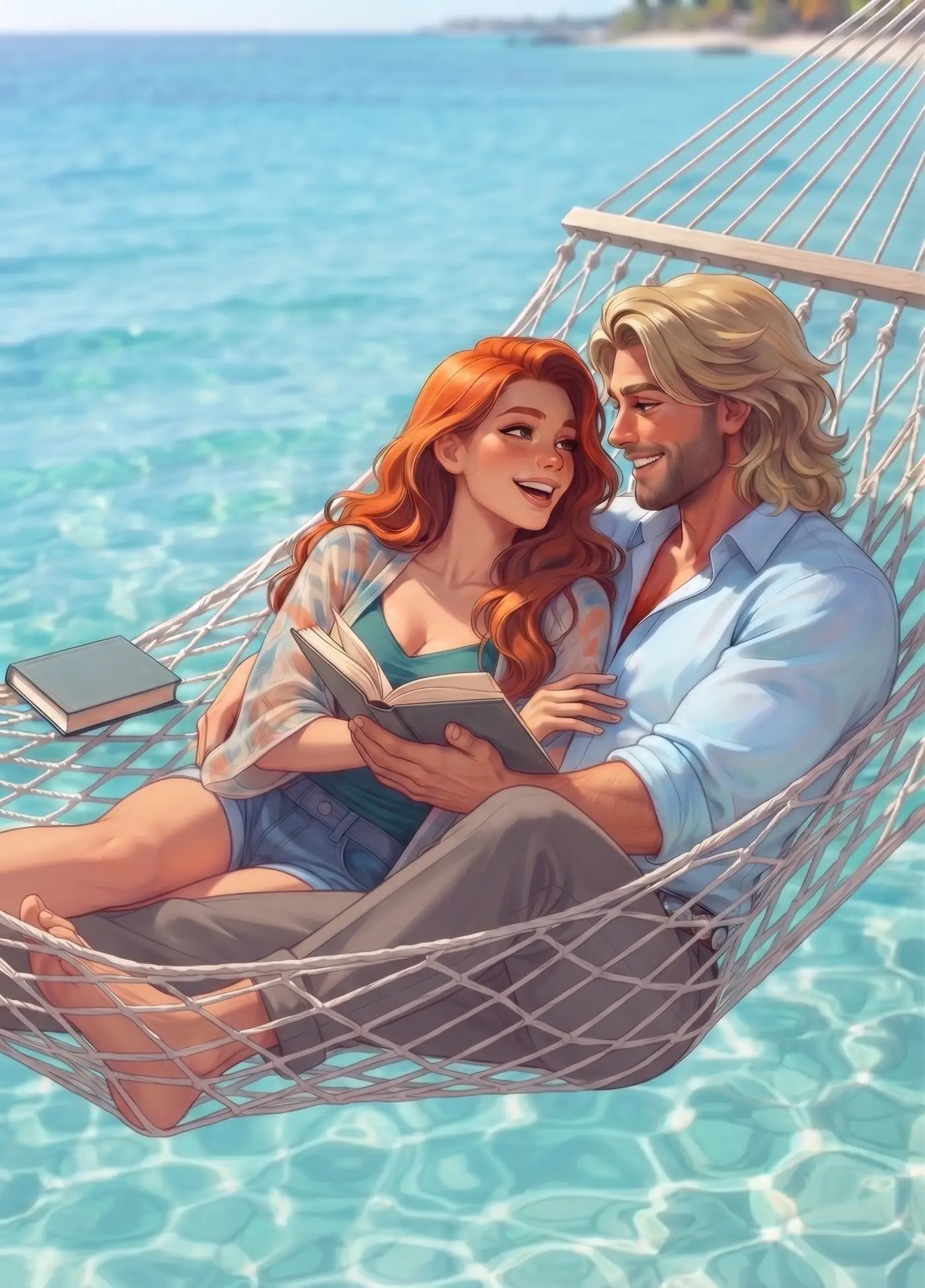 Coraline Solemare et l’homme blond en conversation sur le pont du bateau